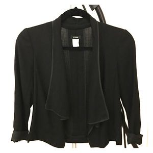 Jcrew black wool blazer with flutter shawl